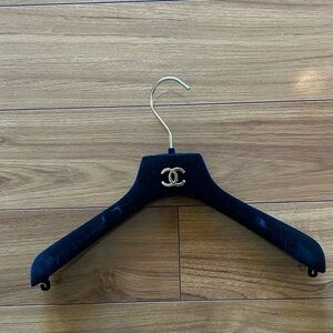 CHANEL Black Wooden Hanger with Gold CC Emblem
